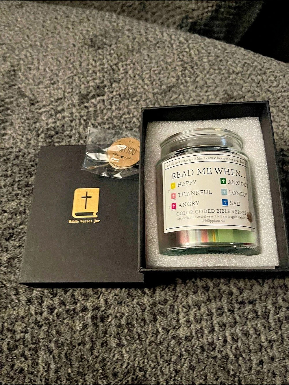Bible Verse Jar Read Me When. Jar Gift Set in Green & Multicolor NWT